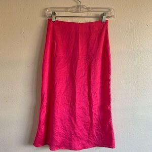 SHEIN Hot Pink Satin Midi Skirt